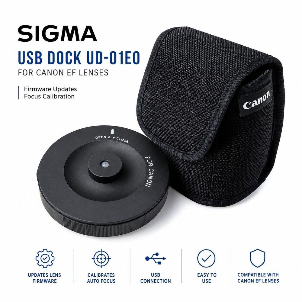 Sigma USB Dock UD-01EO Canon EF Lens Dock Firmware Focus Calibration+Canon Pouch